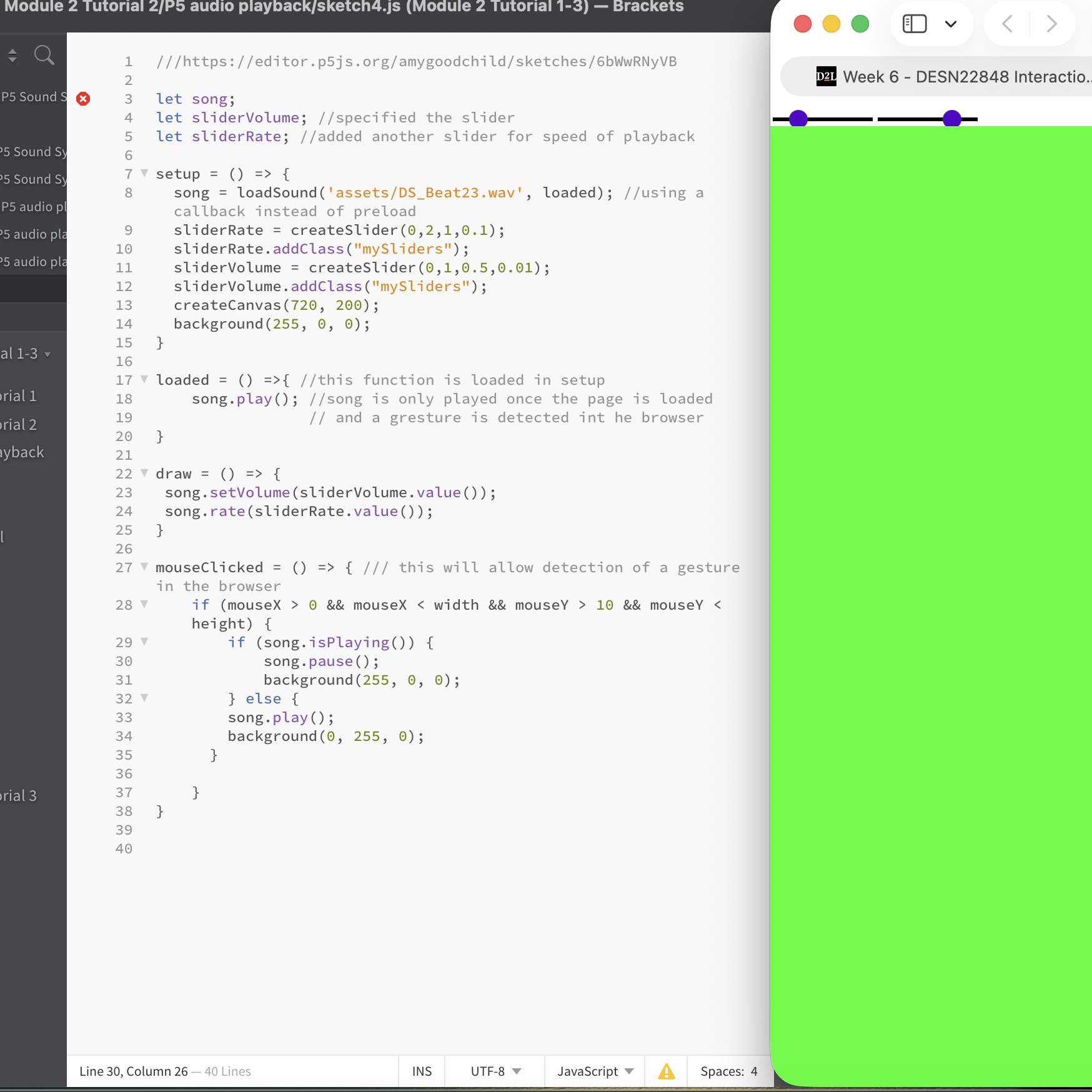 I dragged two bars to adjust the rate and the volume of the audio respectively.