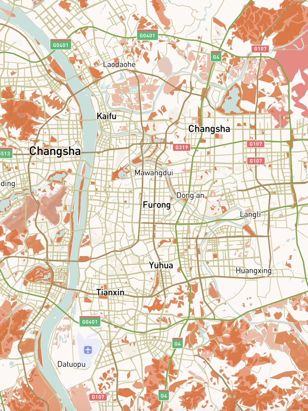 Experiment 3 in Mapbox: Changsha City. My hometown. Choose red and yellow green because we love eating red chili peppers