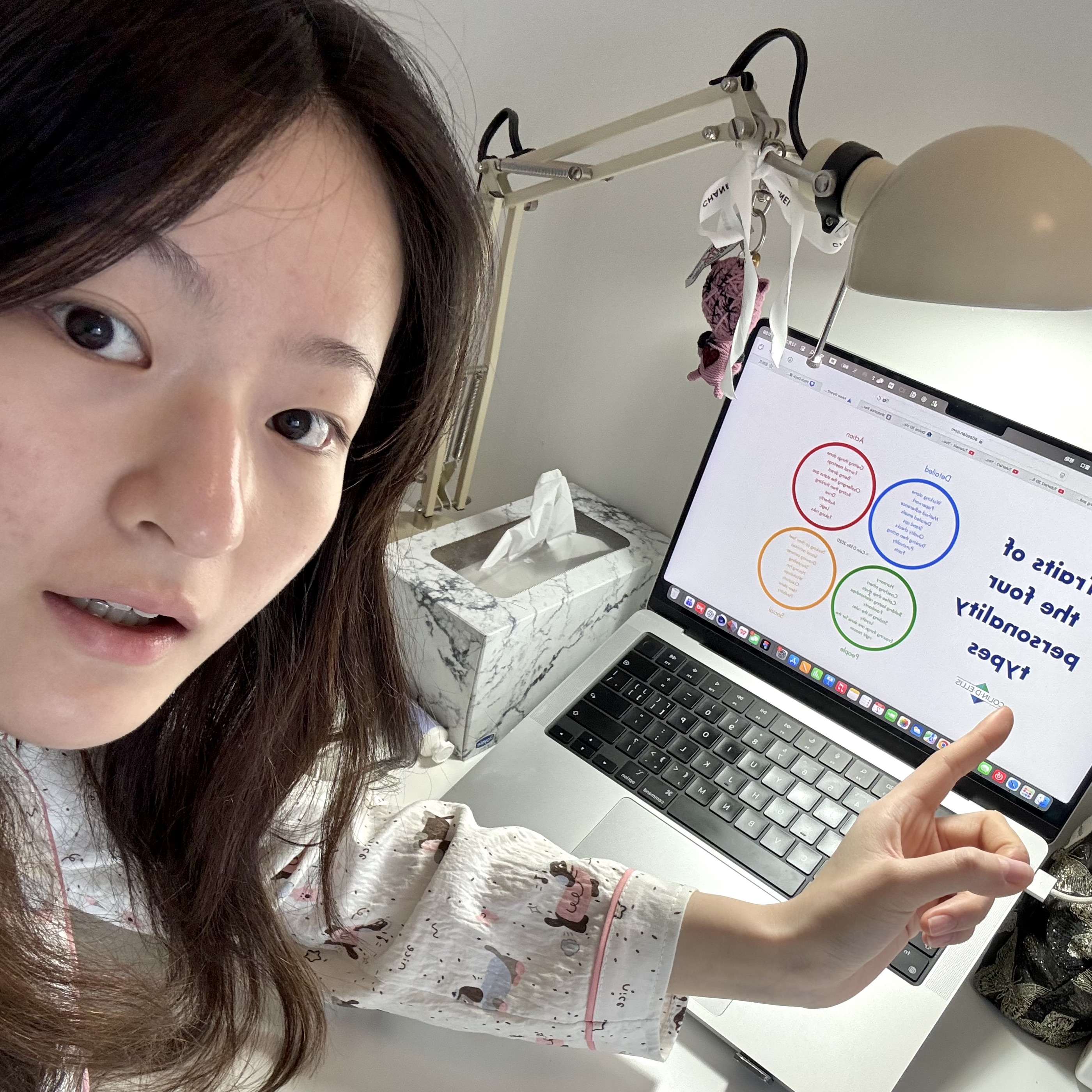 I took the test in the article we are giving this presentation about, and my sequence for the 4 elements is: Social, detailed, people, and action. They are not four separate areas but overlap. For each individual, the overlapping area of each region varies. I have also done other personality tests such as MBTI test and Jung 8-dimensional test. Such tests help you better understand yourself and provide a chance for colleagues to get to know you.